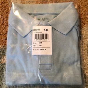 Short sleeved light blue pique polo